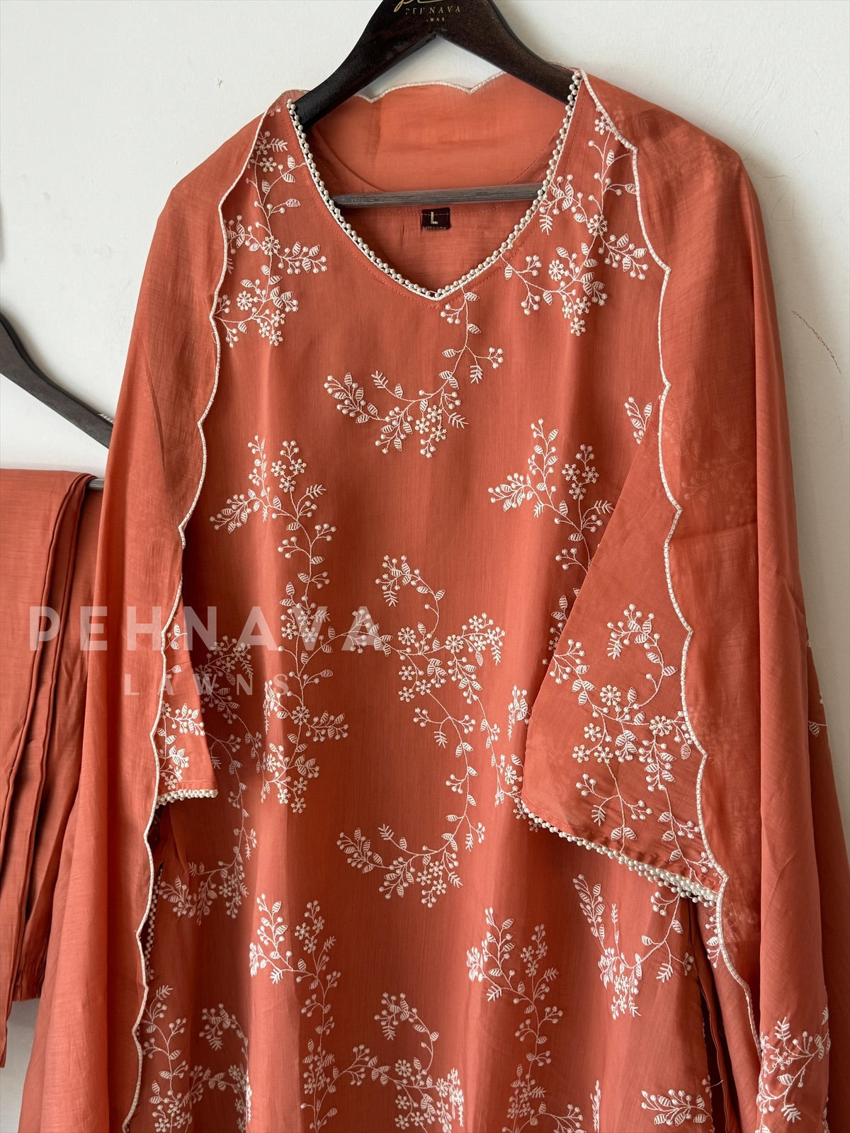 Elegant Embroidered Chanderi Suit-12818 - Pehnava Lawns