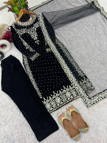 Viscous Velvet Designer Suit-2864