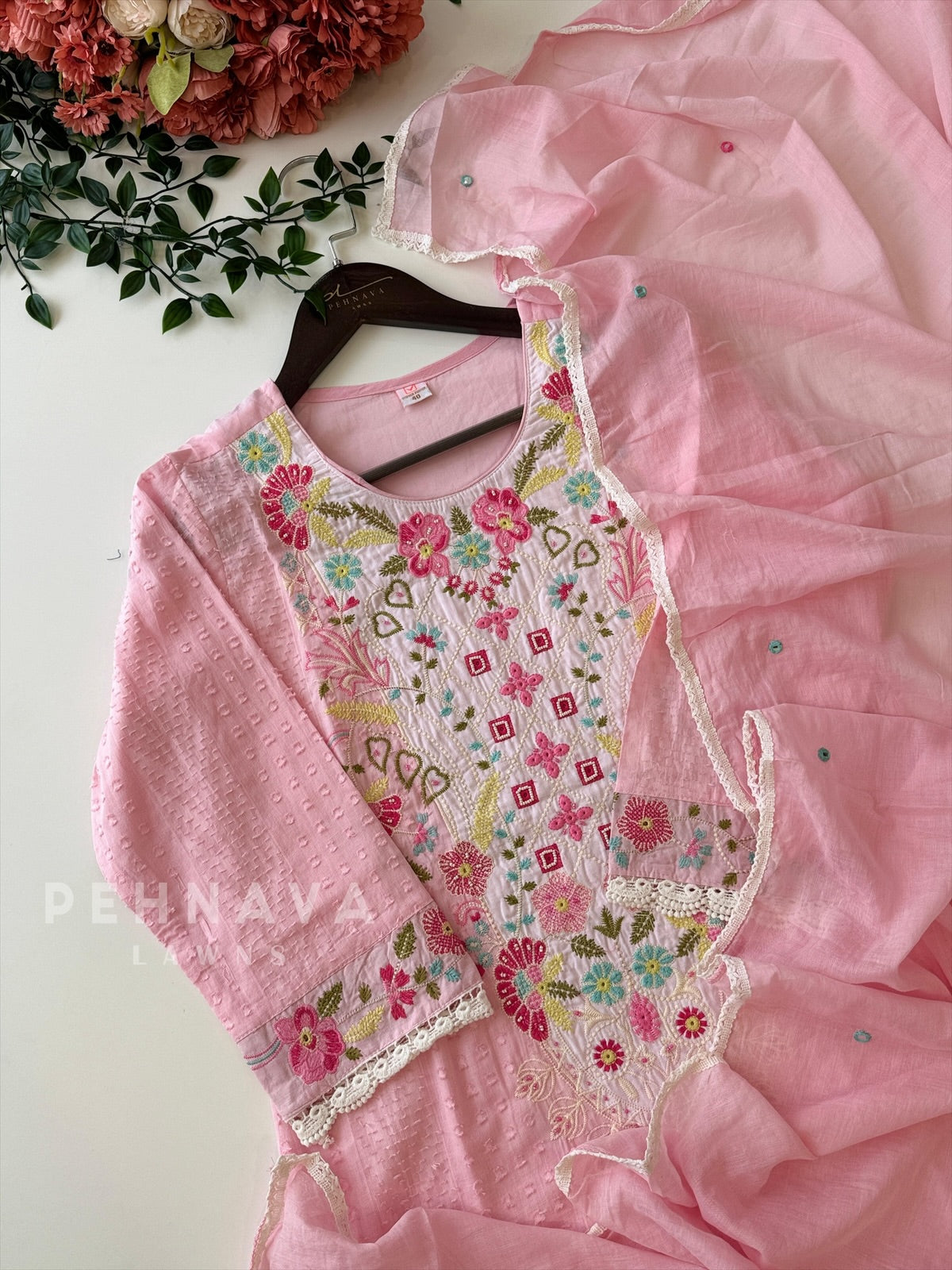 Dobby Cotton Embroidered Suit-3196 BV1
