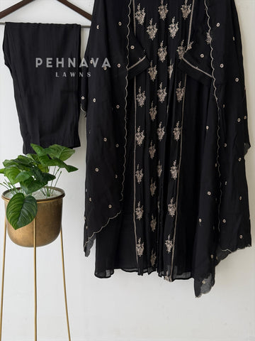 Panel Cut Embroidered Suit