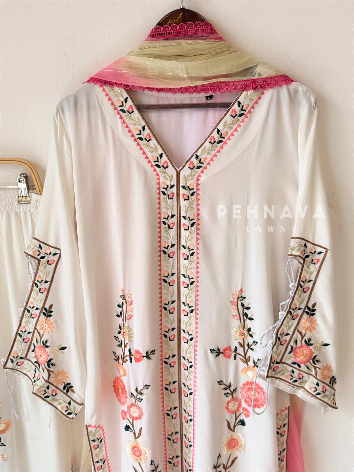 Floral Embroidered Three Piece Suit
