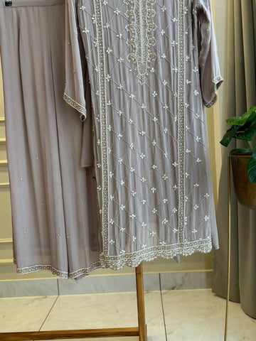 Premium Handworked Grey Salwar Kameez