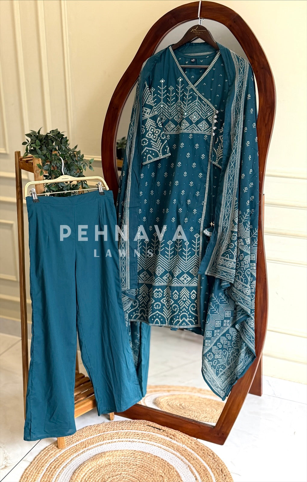 Mirror Work Printed Suit Set