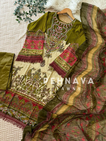 Modern Olive-Green Suit-1287B