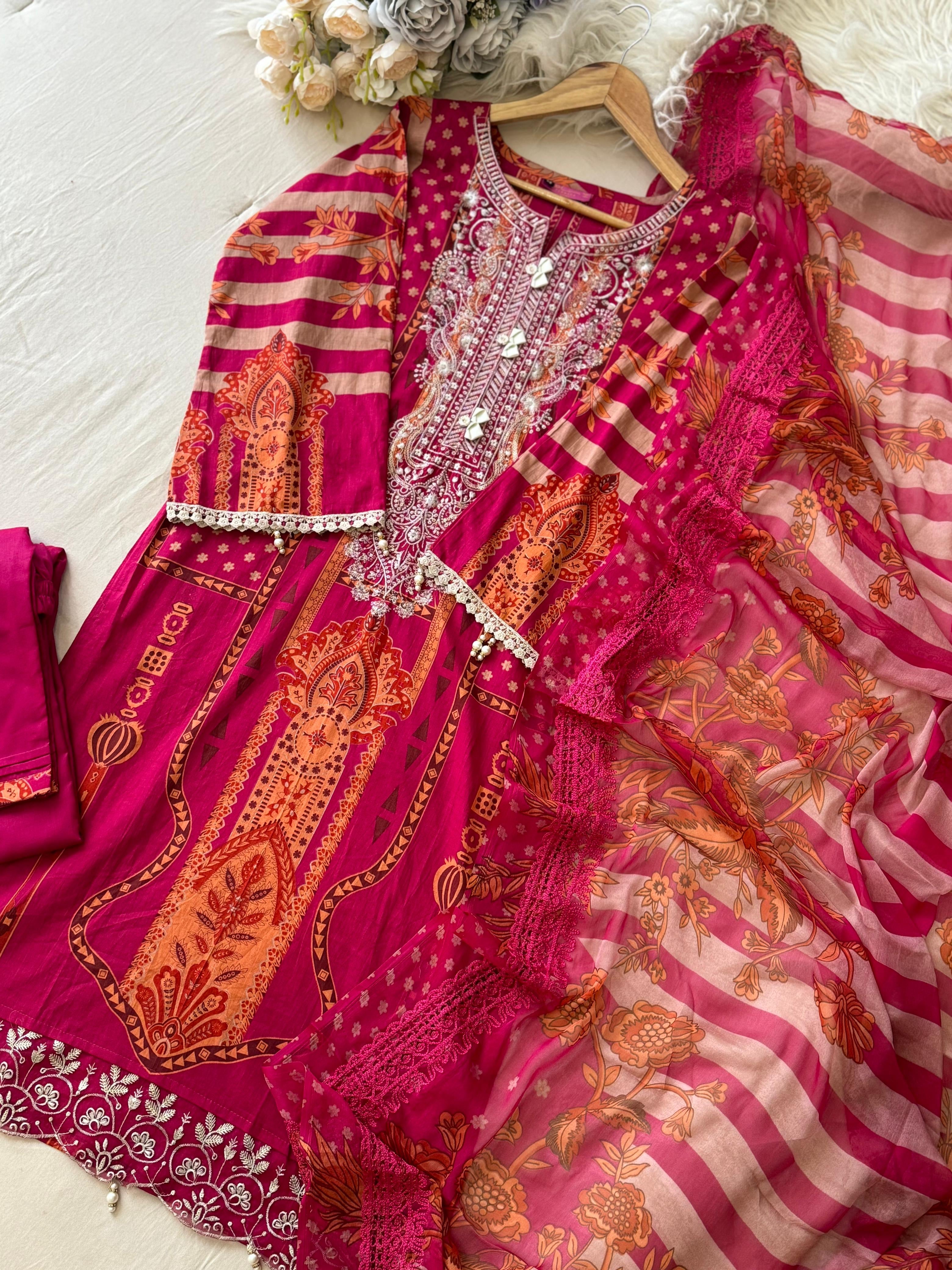 Pink Printed Pakistani Cotton Suit