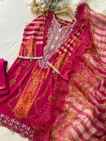 Pink Printed Pakistani Cotton Suit