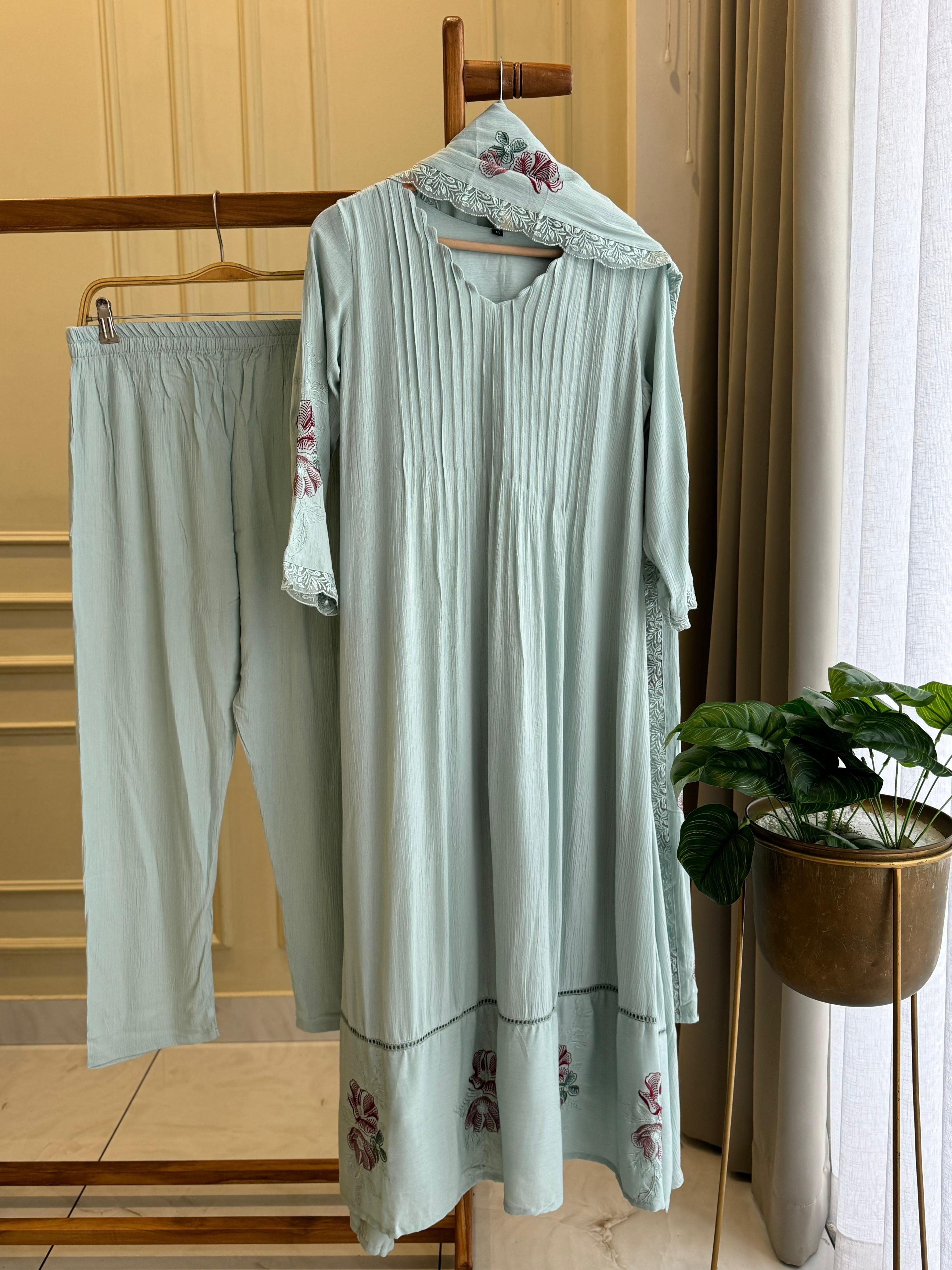 Rayon Anarkali Pleated Suit