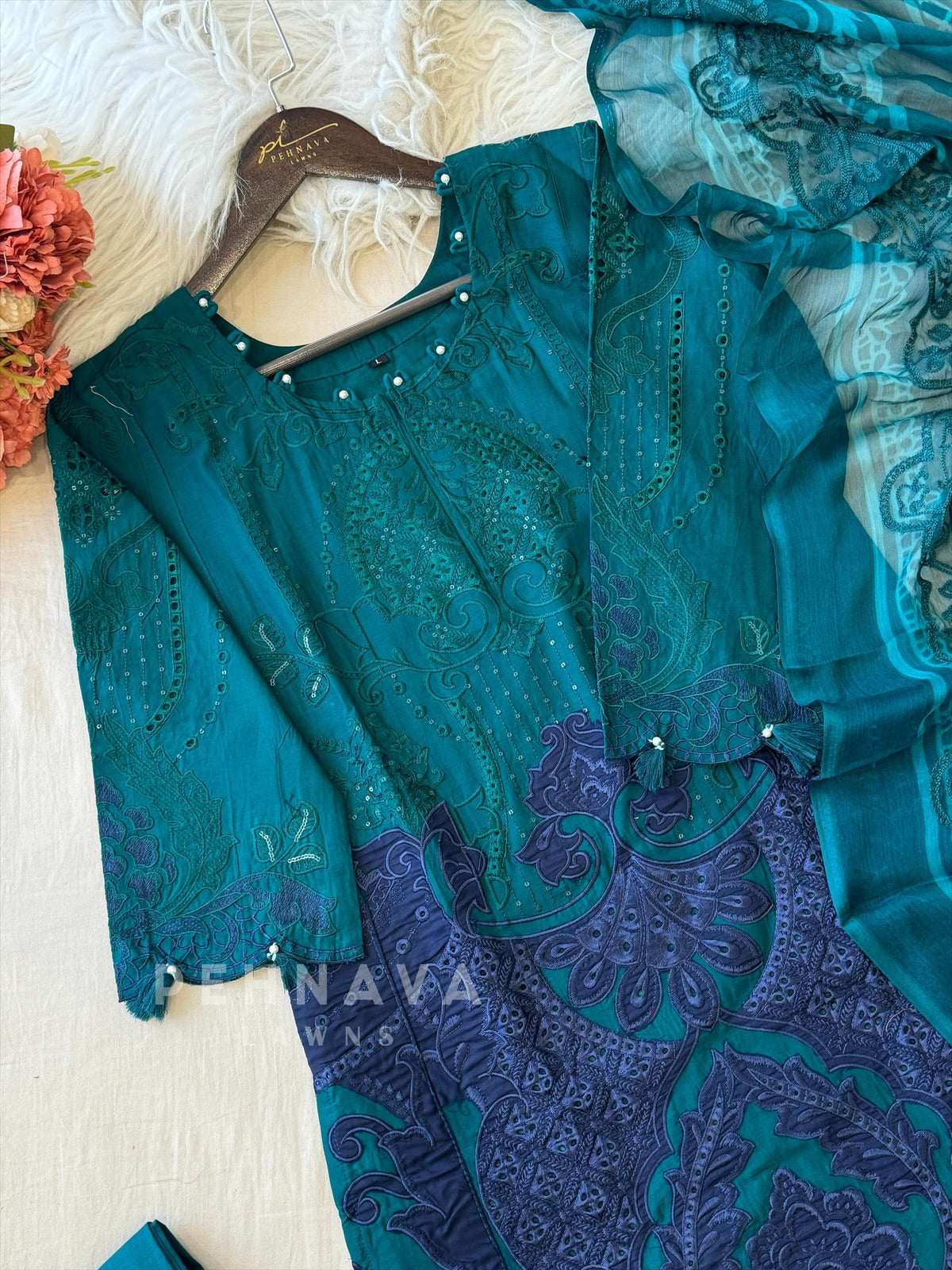 Multi Shaded Suit With Appliqué Design 1286