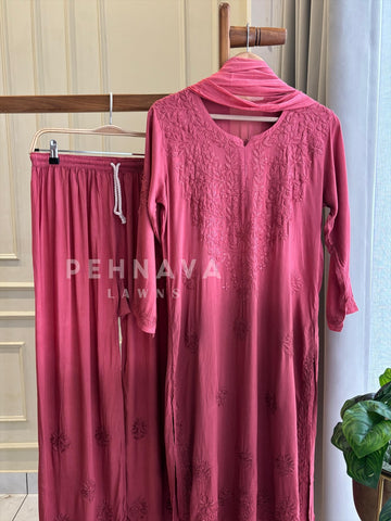 Authentic Chikankari  Suit -Rouge Ombre Preebooking - Pehnava Lawns