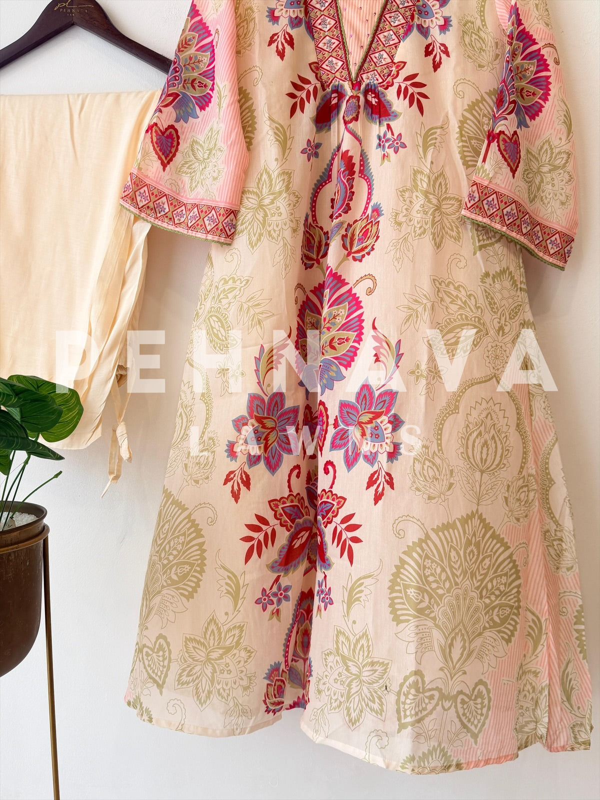 Cotton A-line Printed suit-4173