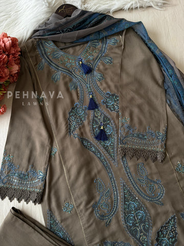 Floral Embroidered Rayon Suit