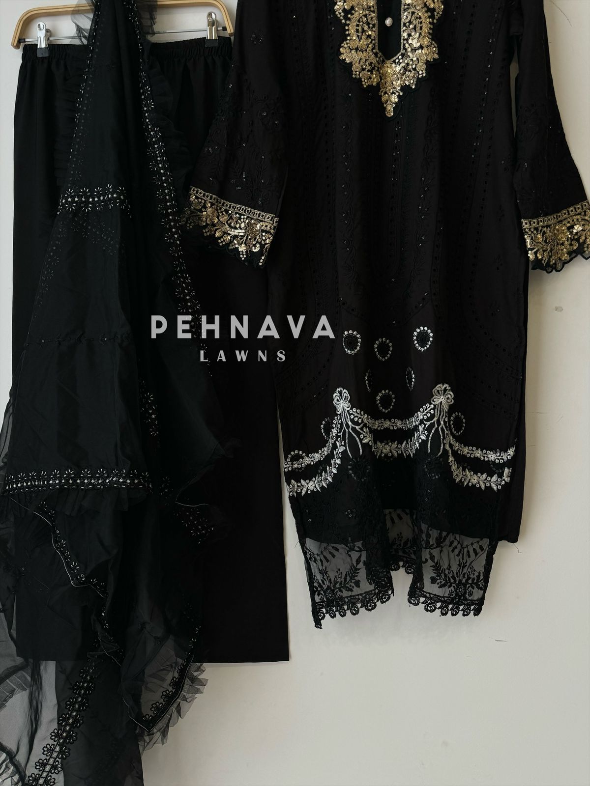 Heavy Embroidered Designer Stylish Tunic-Black