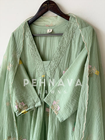Chandheri floral detailed Embroidered Suit-16522