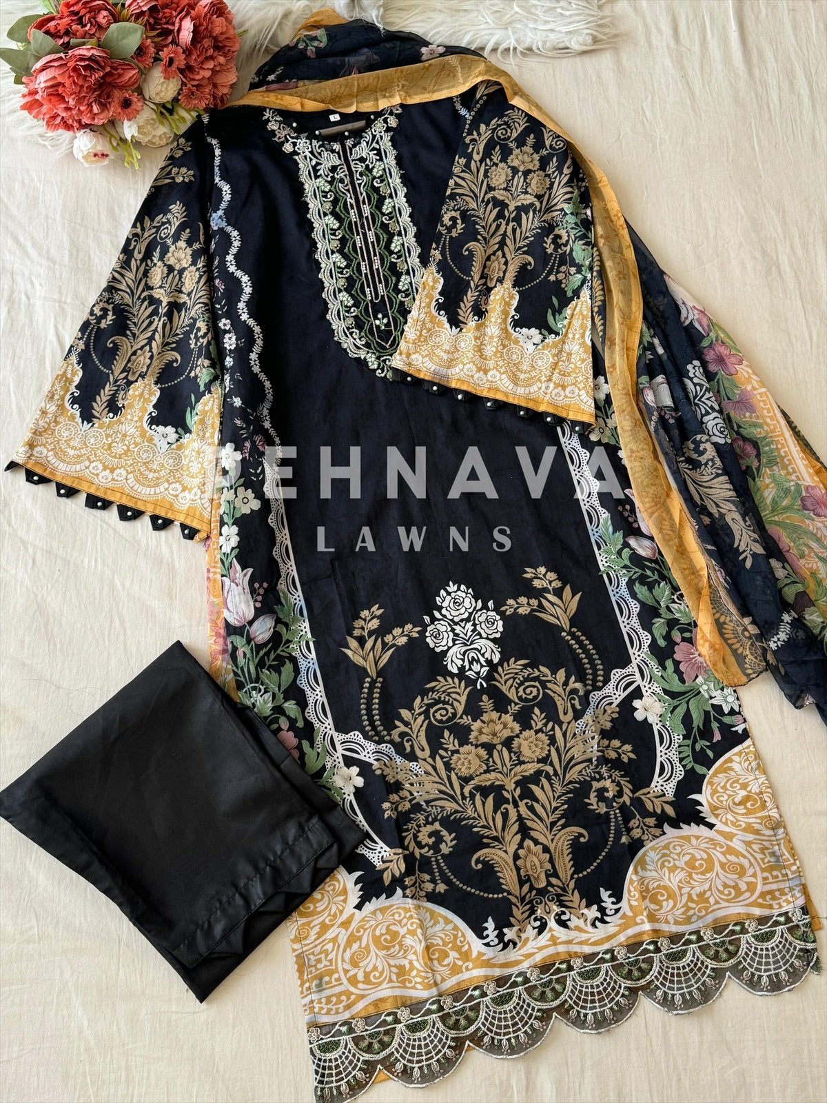 Unstitched  Lawn Suit-1357 B - Pehnava Lawns