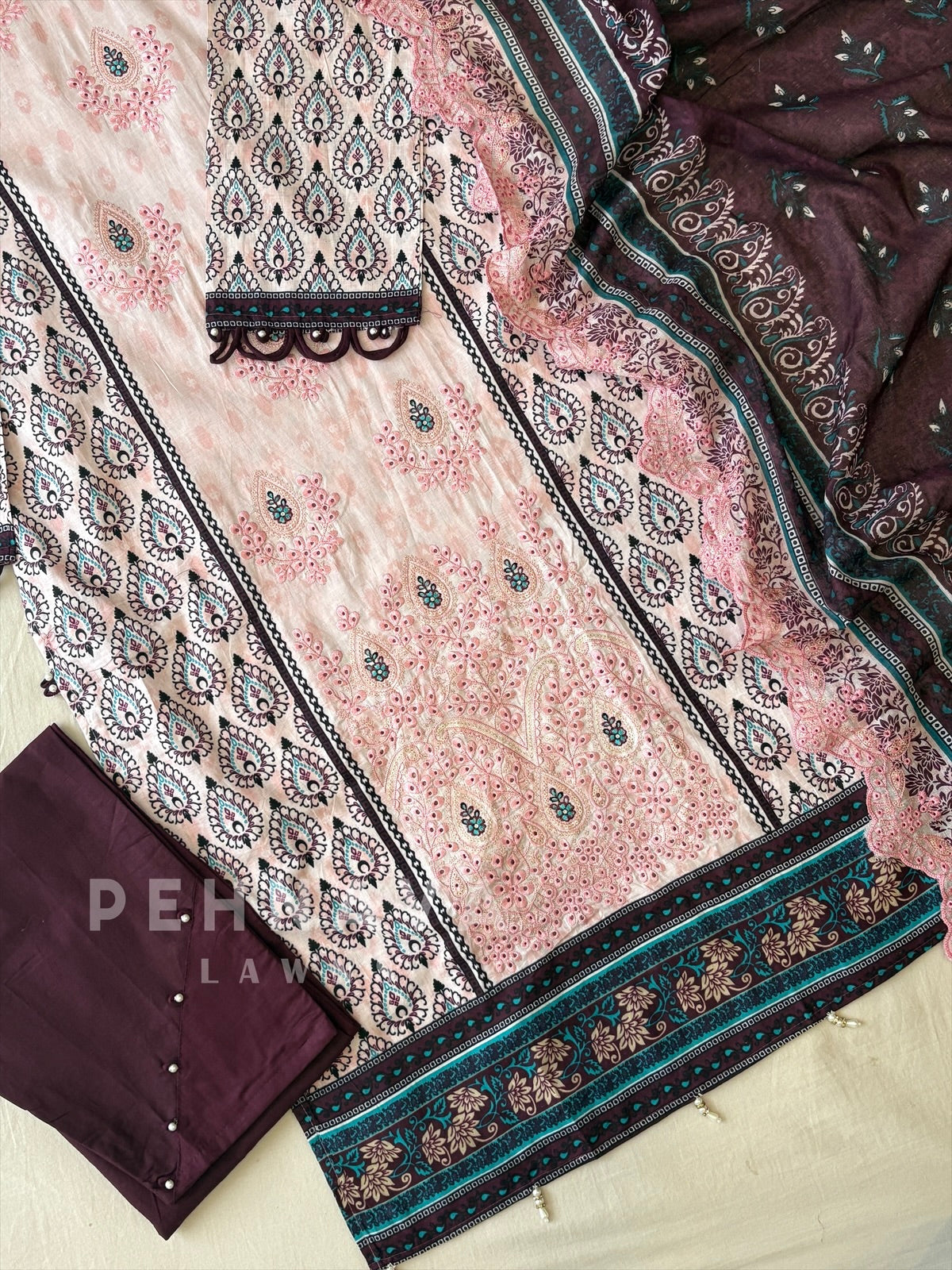 Floral Work Cotton Suit Set 1106
