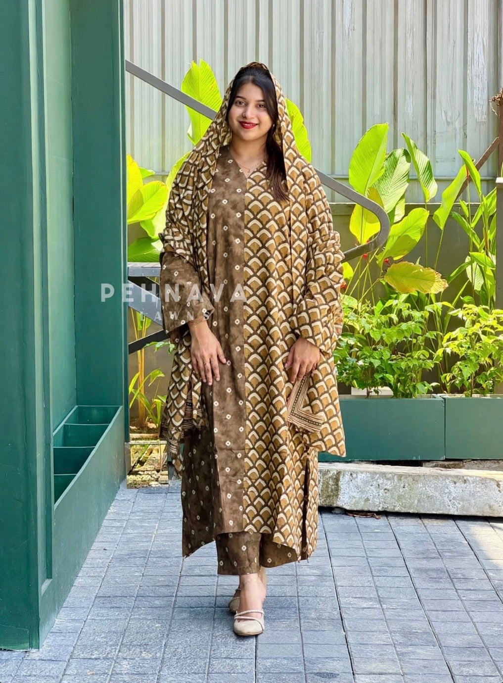 Daily Wear Cotton Printed Three Piece Set-B247
