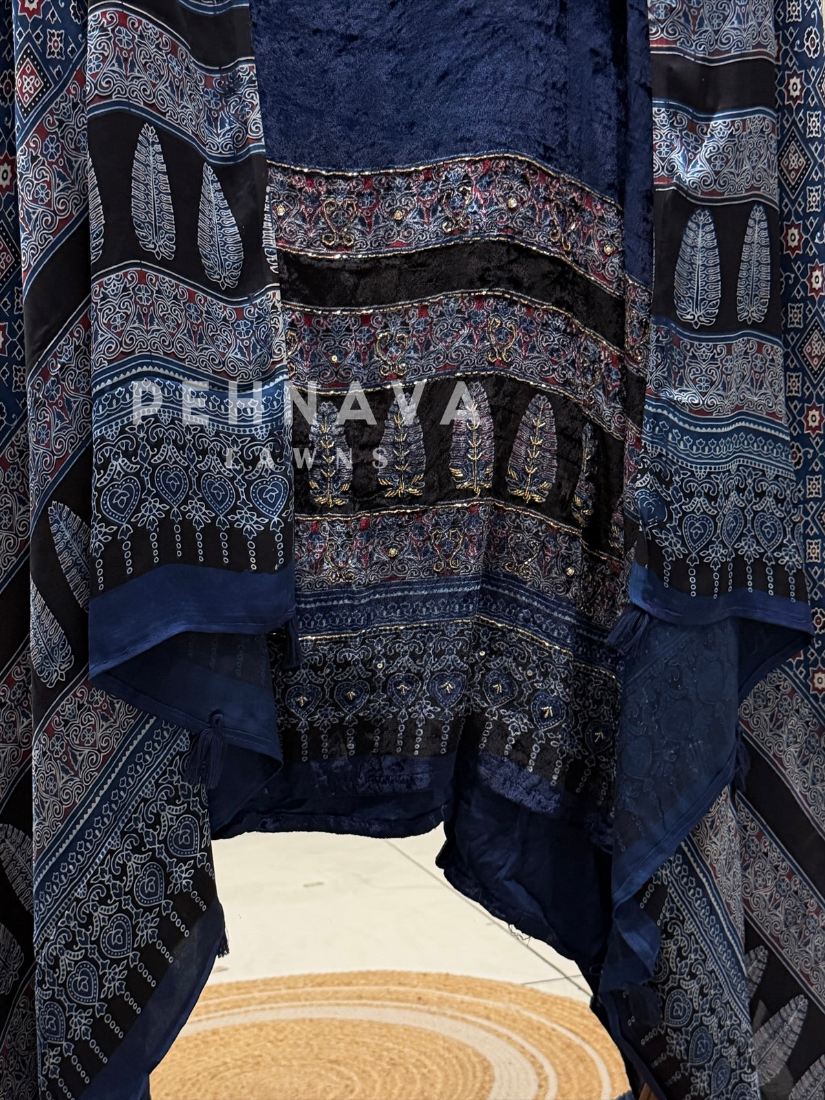 Velvet Ajrakh Printed Unstitched Suit 298