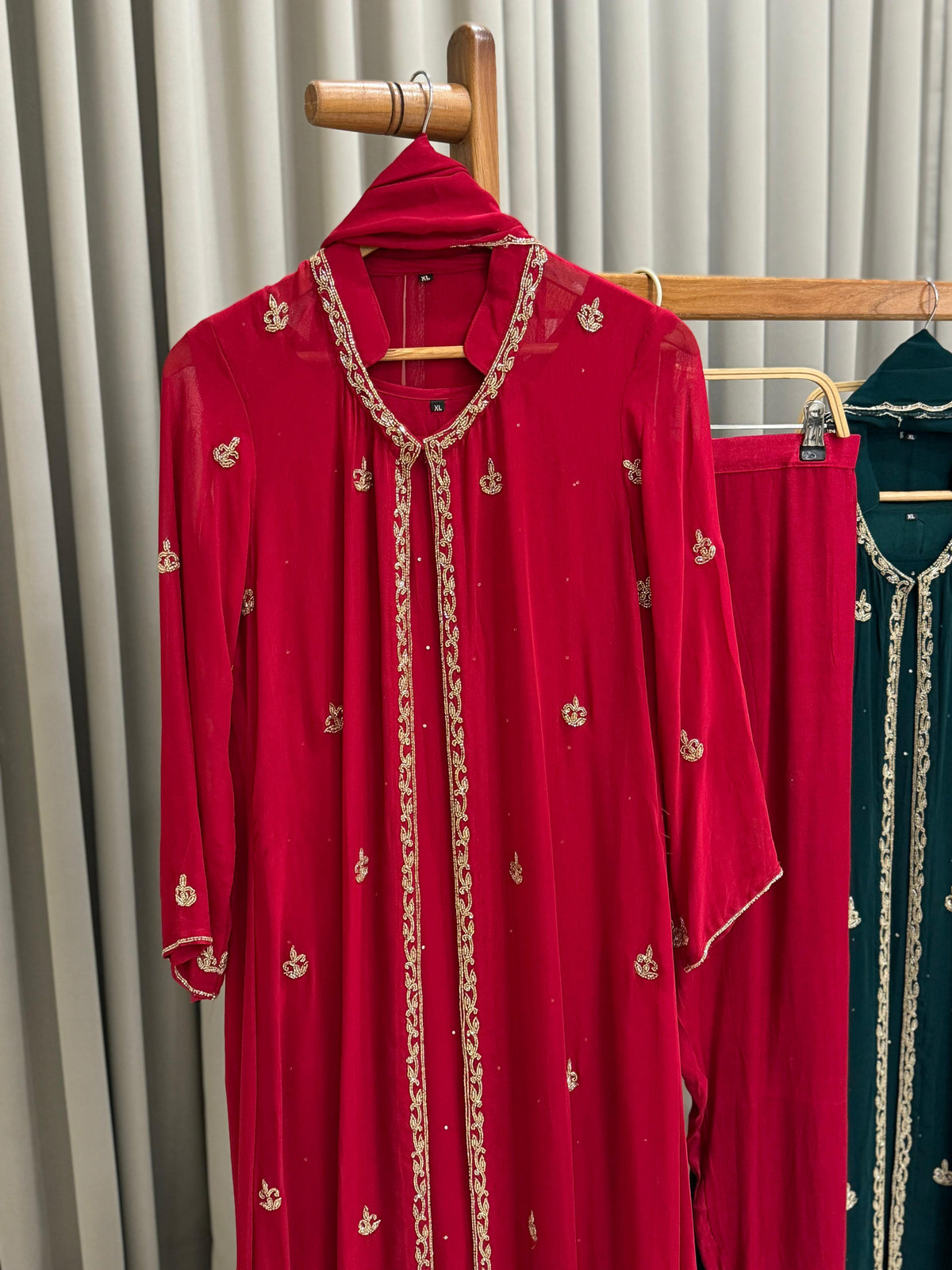 Premium Georgette handworked jacket style suit- 6792