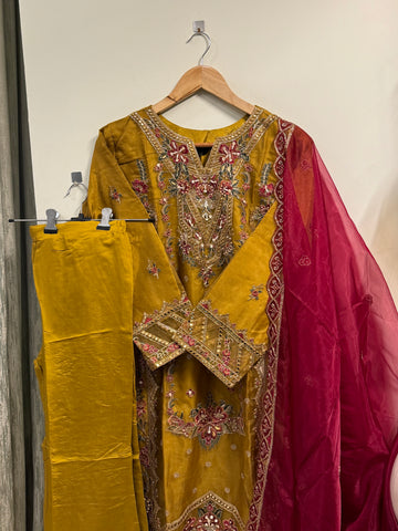 Organza embroidered suit-1252