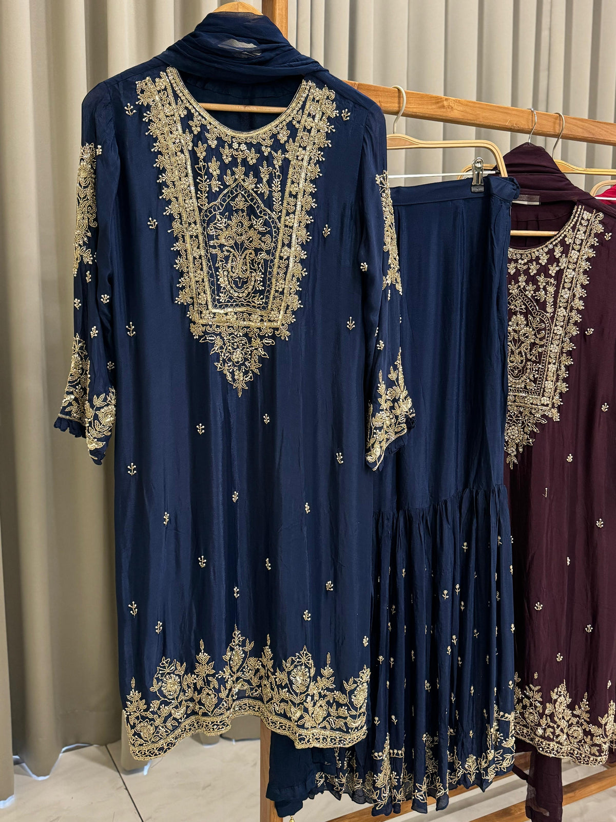 Heavily Handworked Sharara with Pure Chiffon Dupata-6354