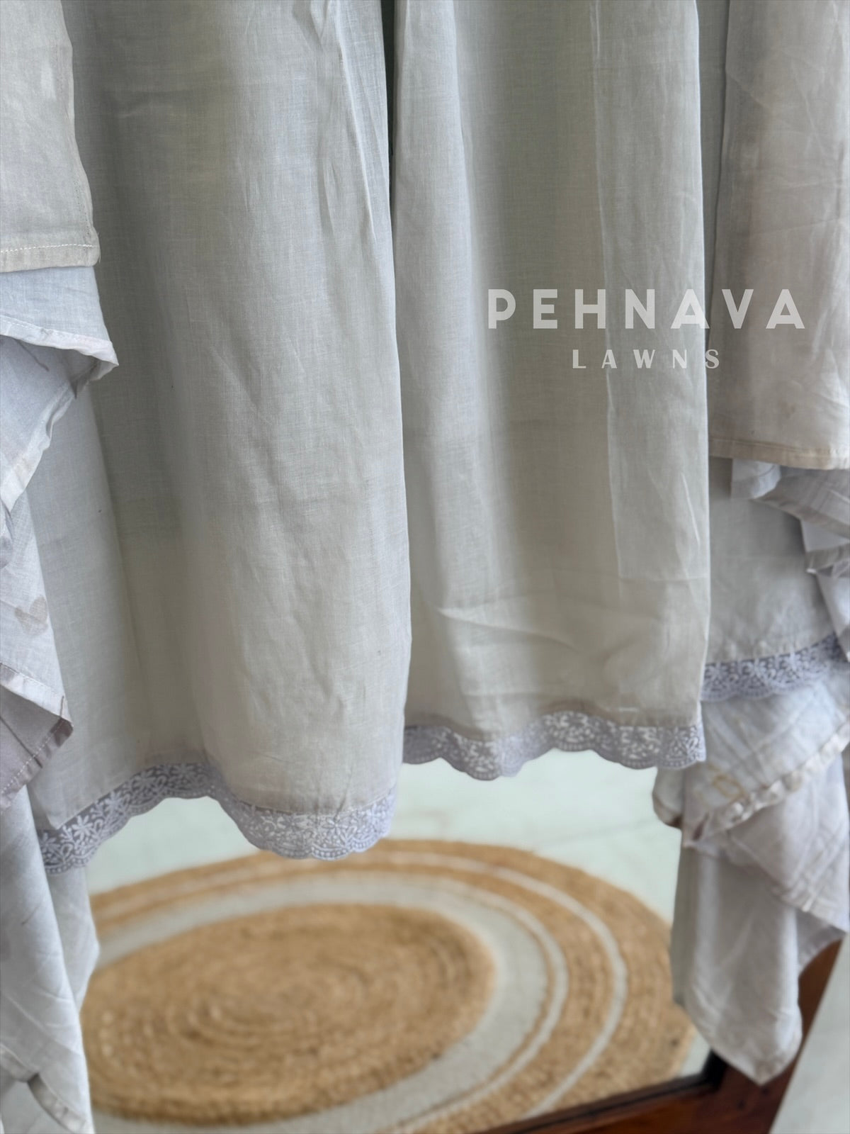 Pintuck & Lace Trim Kurta Set