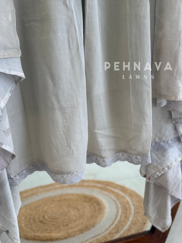 Pintuck & Lace Trim Kurta Set