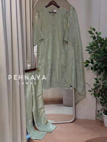 Crinkle Tissue Organza Three Piece Suit