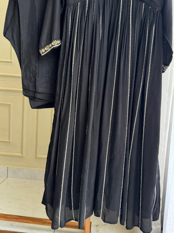 Rayon Anarkali Pleated suit with Pearl detailings