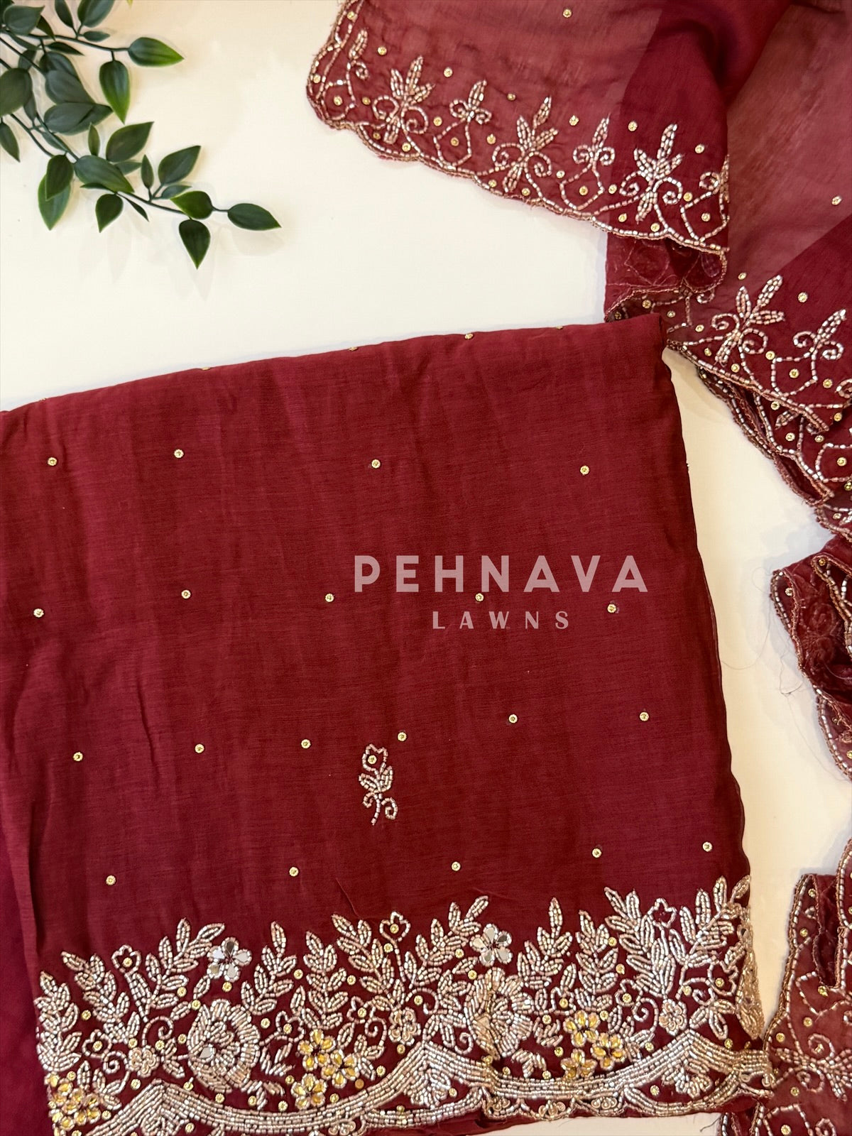 Chanderi Handworked Unstitched Suit-18566