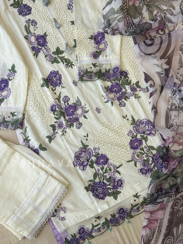 Cotton Embroidered Suit