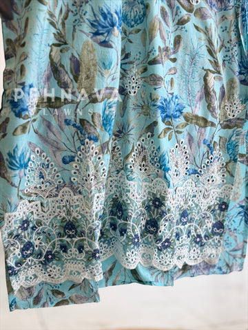 Lace Detailed Printed Suit