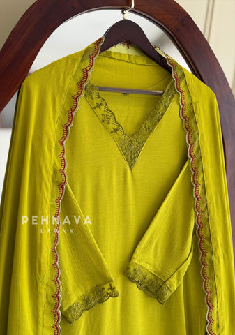 Crinkled Rayon Anarkali Set