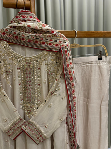 Premium Handwork Anarkali Suit with Floral Print Dupatta