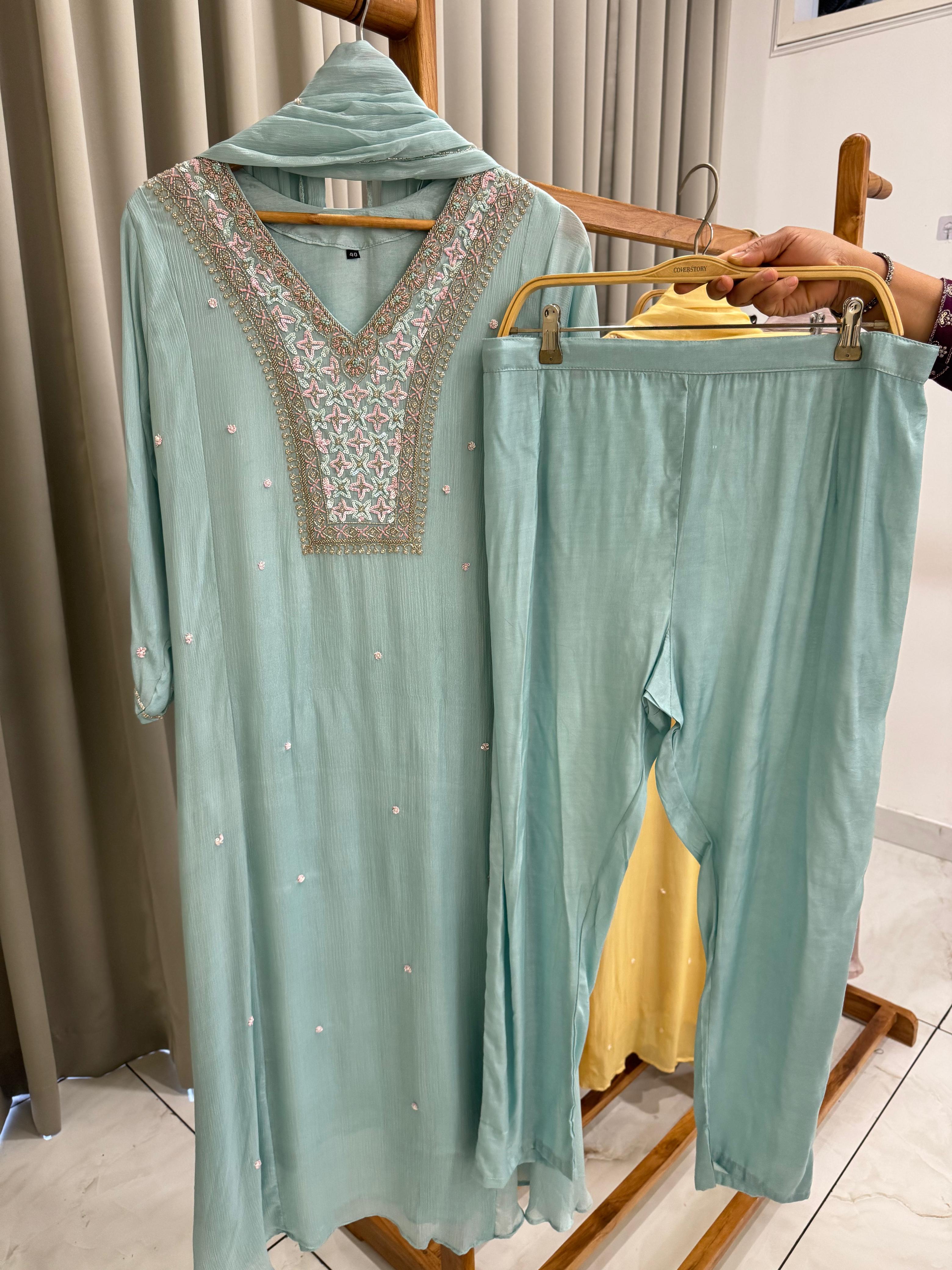 Chinnon ready to wear suit with Neck detailings