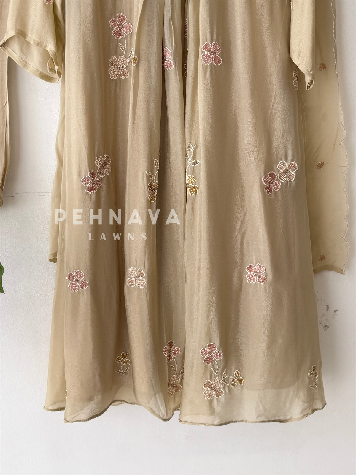 Pleated V-Neck Embroidered Ensemble 6558