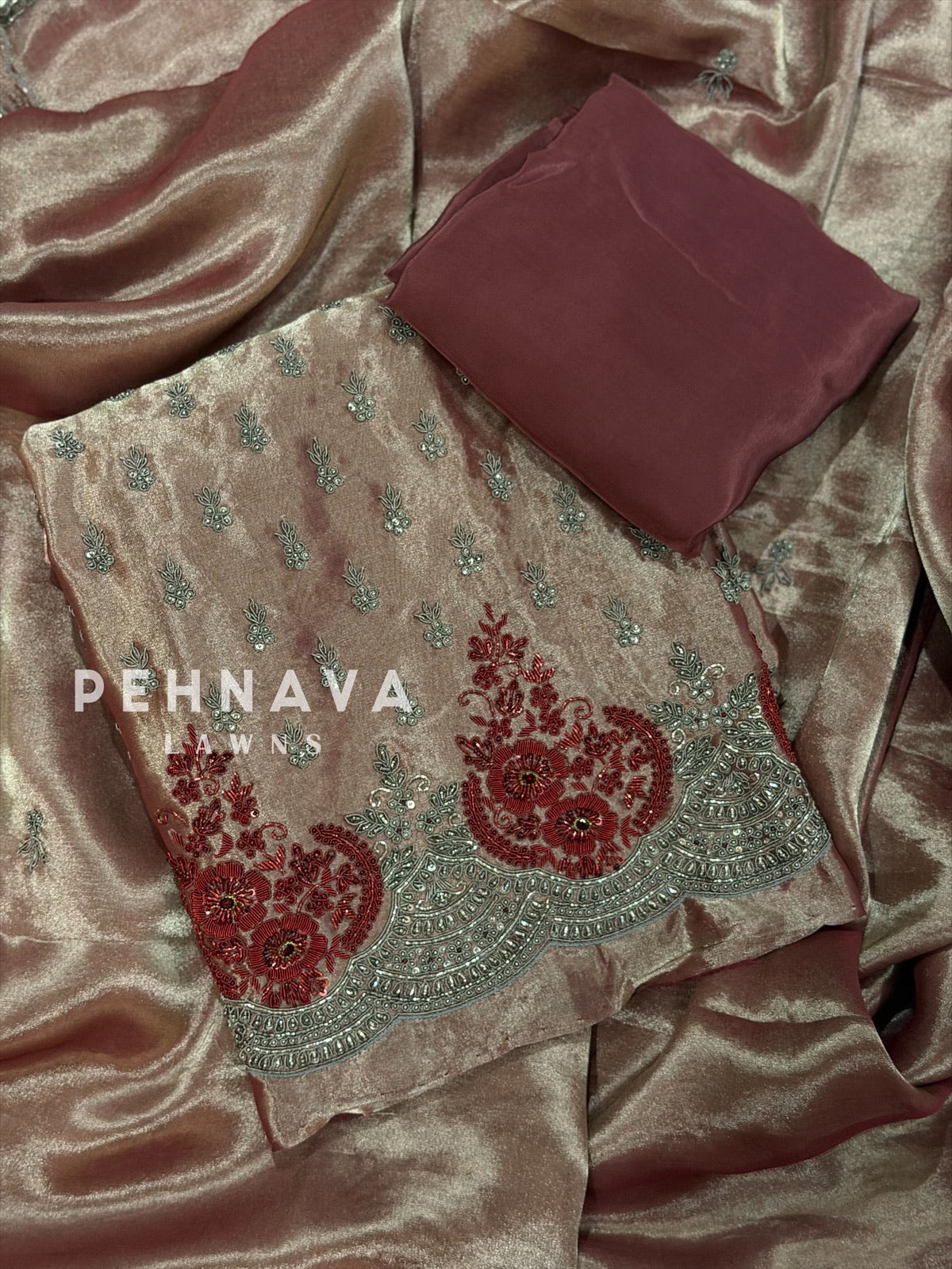 Premium Zardosi Unstitched Suit