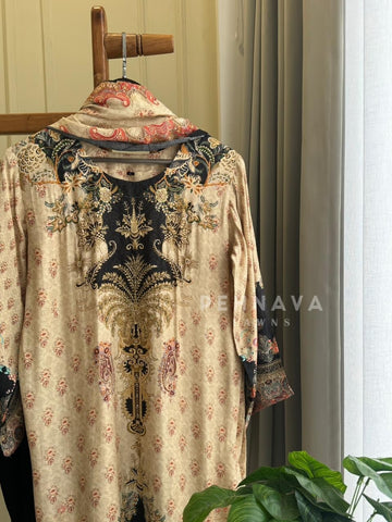 Printed Muslin Suit Set-306