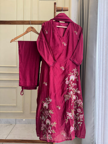 Premium mul chandheri embroidered  suit-4706