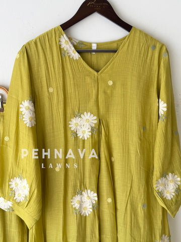 Floral Embroidered Imported Suit-2303