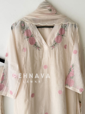 Floral Embroidered Three Piece Set