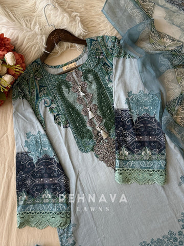 Embroidered Neck Unstitched Suit-1758