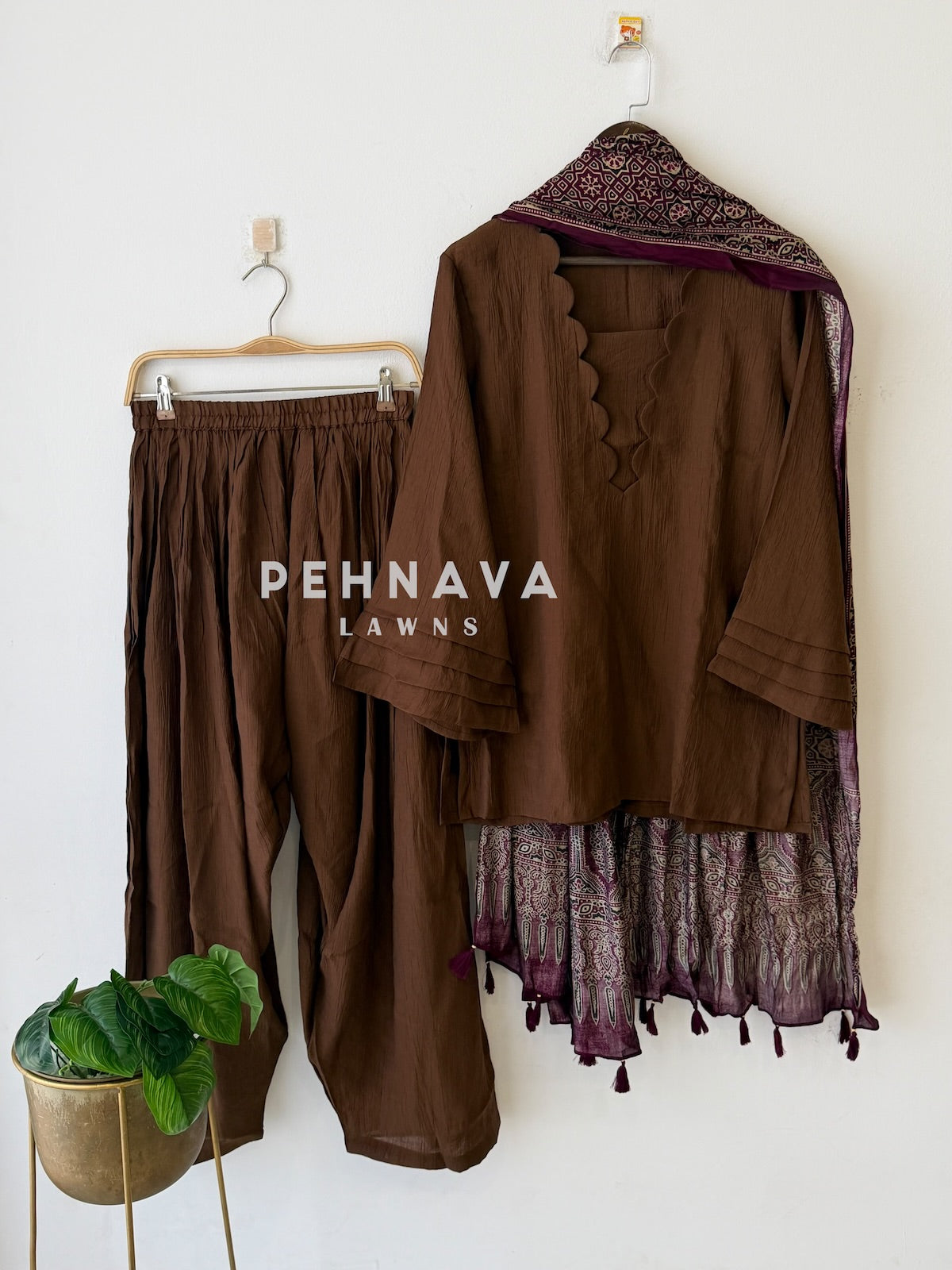 Farshi Shalwar Set with Ajrak Printed Dupatta