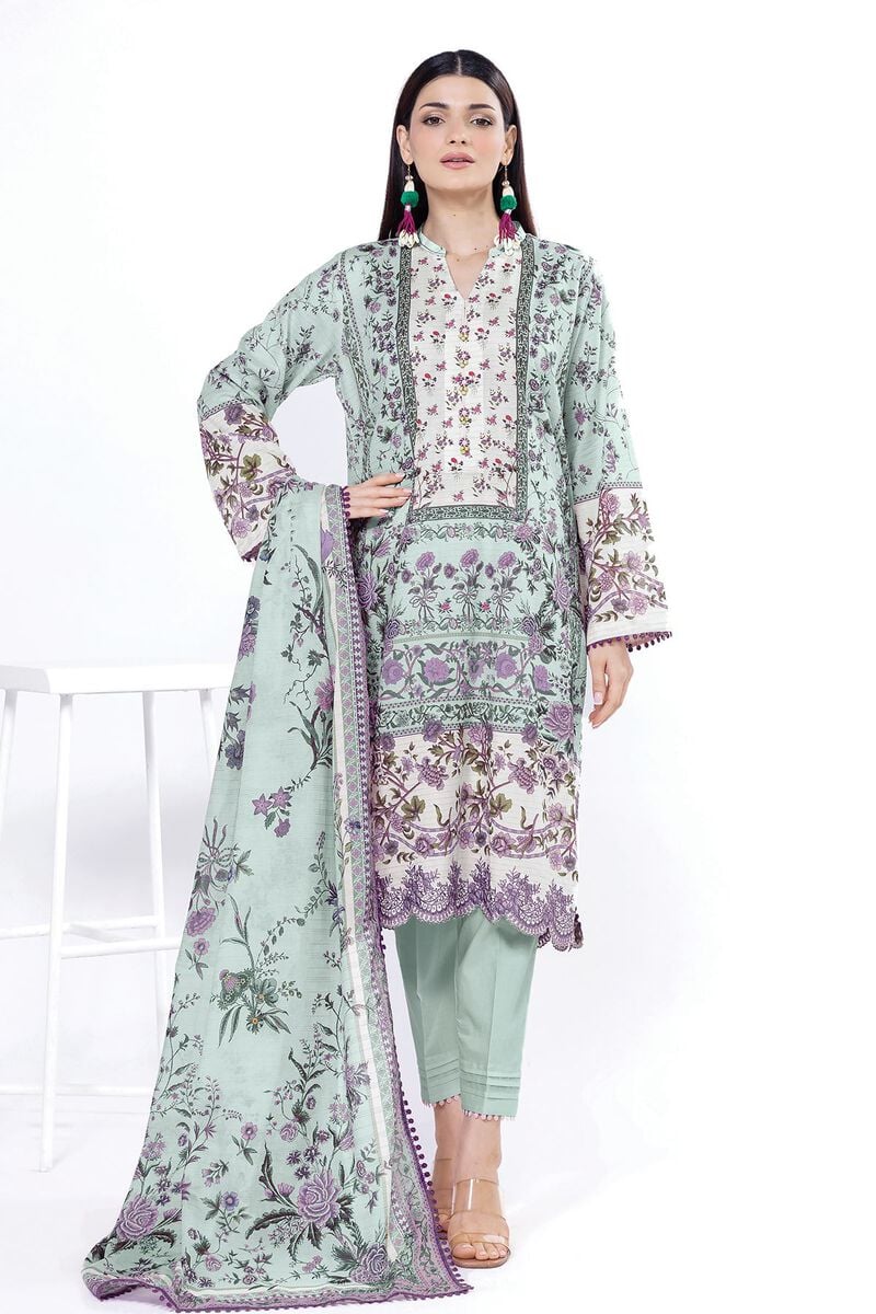 Khaadi Unstitched embroidered Lawn suit-0104