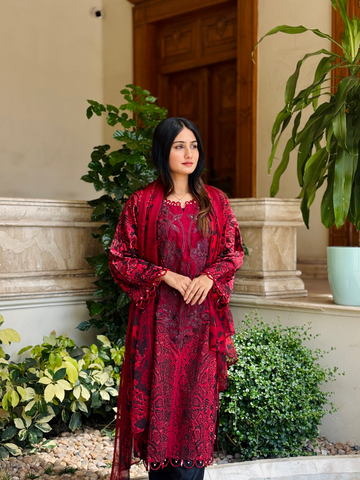 Floral Printed Ethnic Pak-Suit Ft. Chiffon/Cotton Dupatta-005