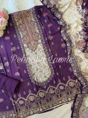 Pure  muslin with detailings  and muslin Dupatta-281