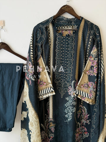 Signature stitched Suit-406 Blue