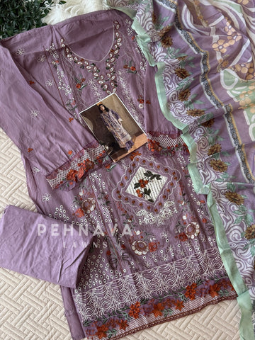 Embroidered Semi Stitched Suit 3906B
