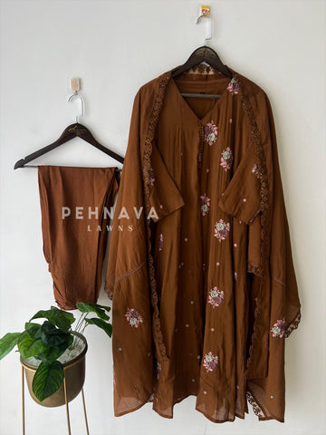 Embroidered Three Piece Suit-15686