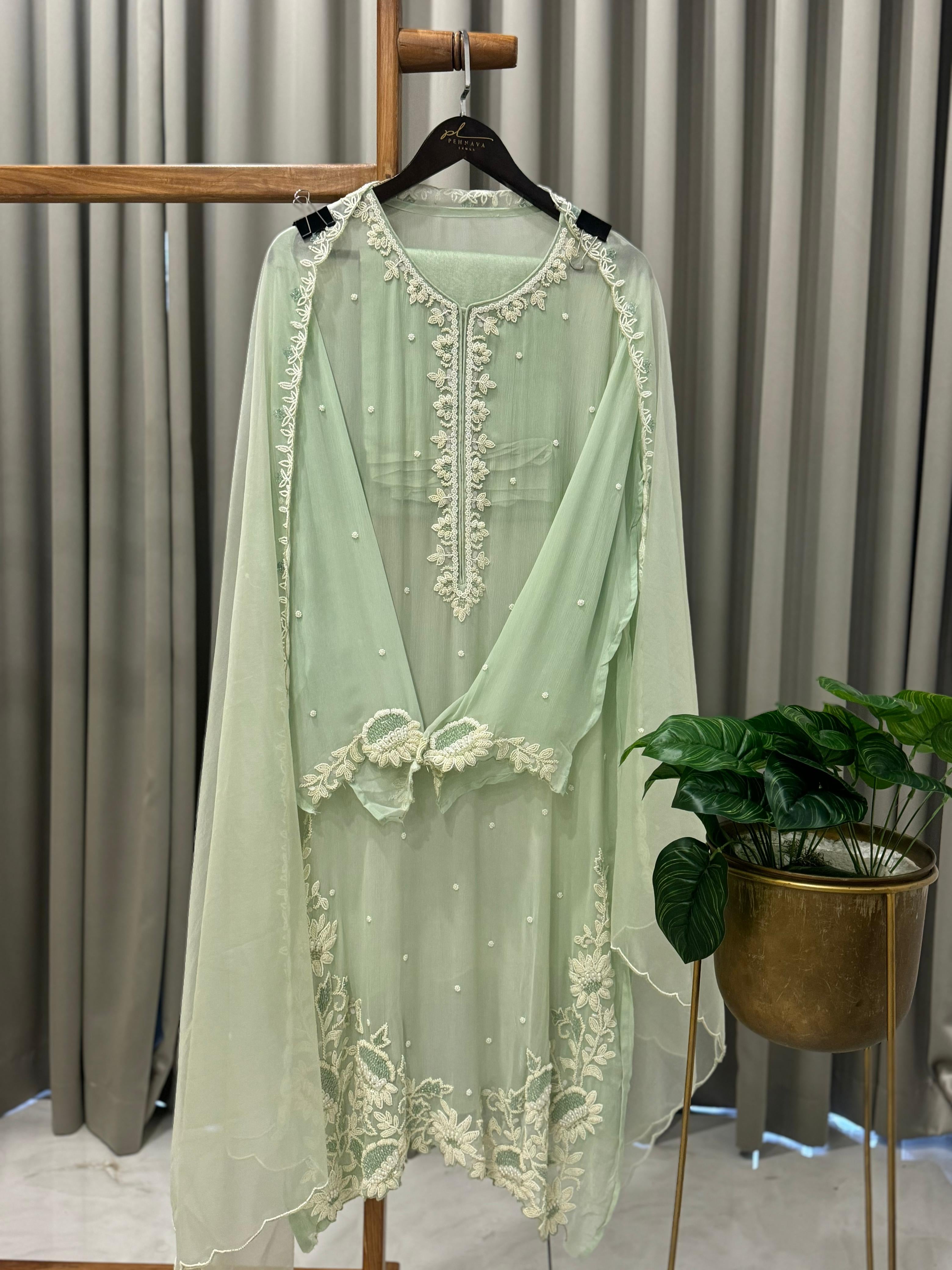 Premium Handworked Semi-Stitched Pakistani Suit - Pehnava Lawns