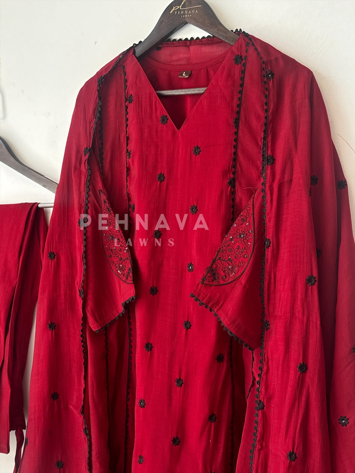 Elegant Embroidered A-line Suit-12823